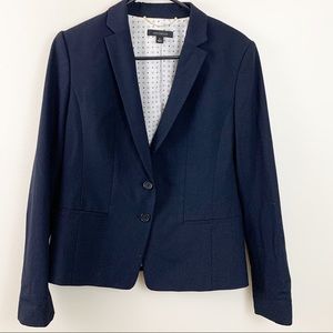 Ann Taylor Navy Button Front Career Blazer Size 6